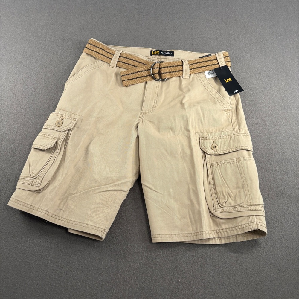 Lee Cargo Shorts Mens Size 34 Khaki Tan With Belt NEW 102183322
